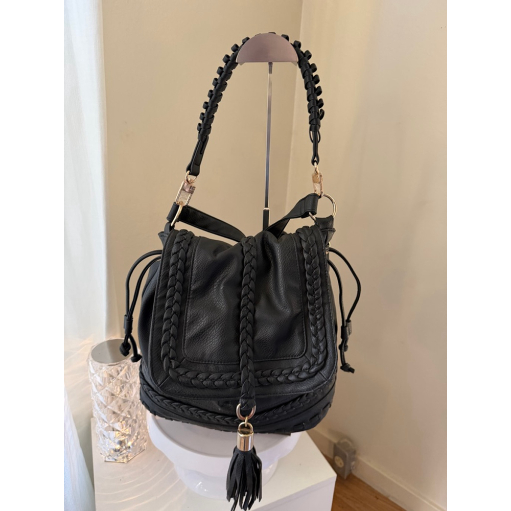 JUSTFAB Black Braided Crossbody‎ Bag One Size